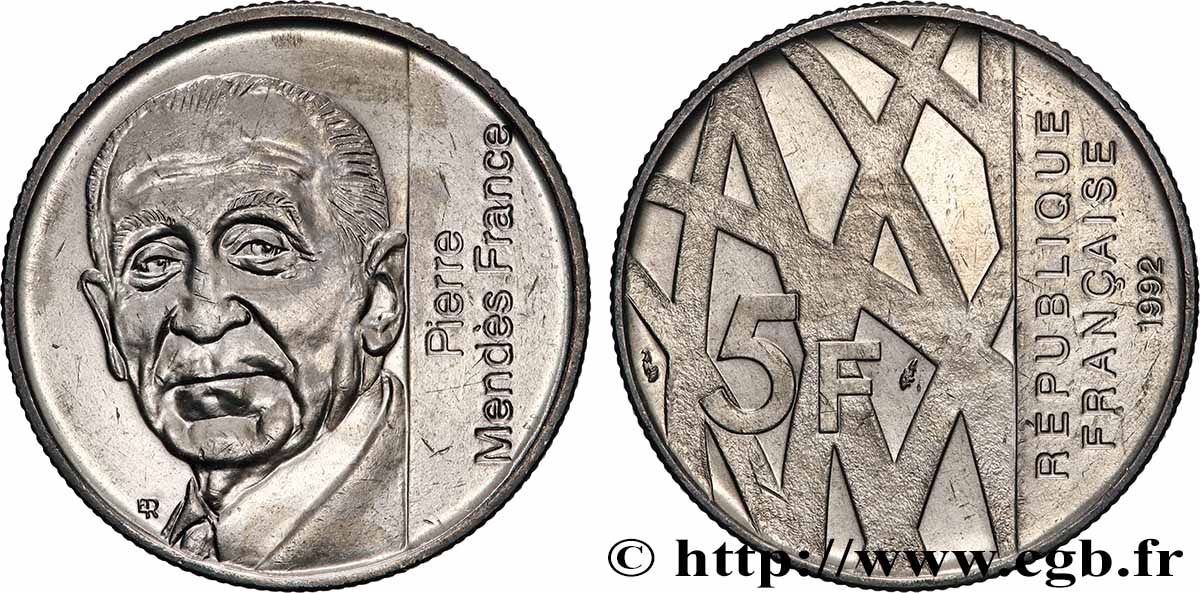5 francs Mendès-France 1992  F.343/2 VZ+ 