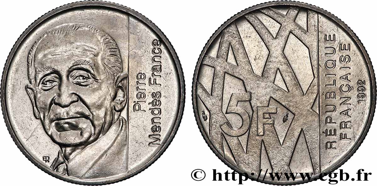 5 francs Mendès-France 1992  F.343/2 MS 