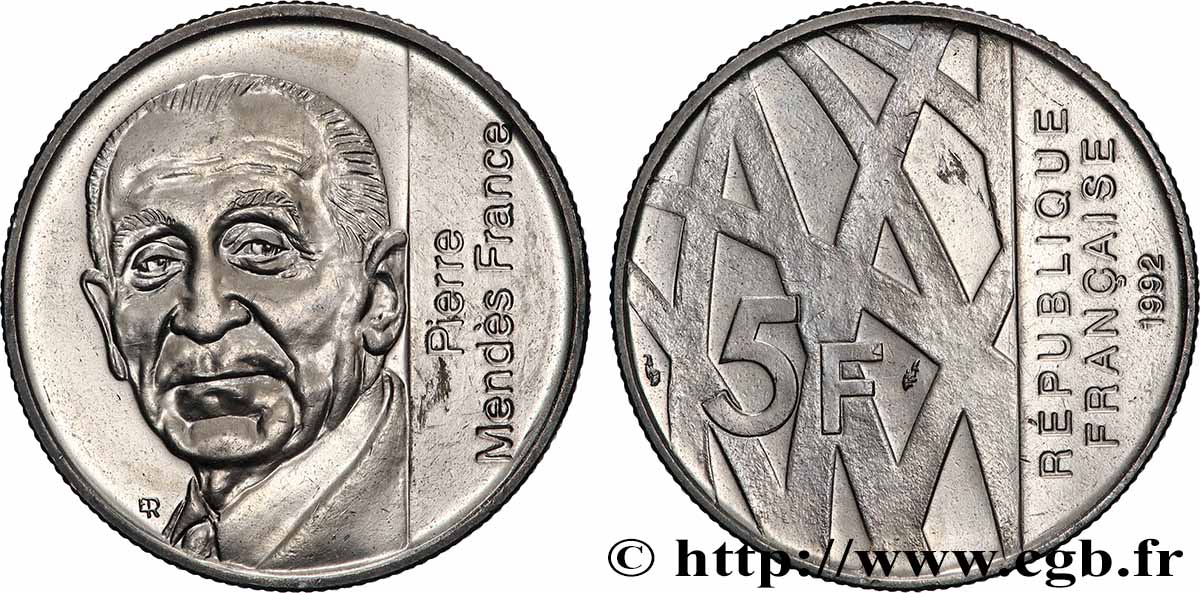 5 francs Mendès-France 1992  F.343/2 MS 