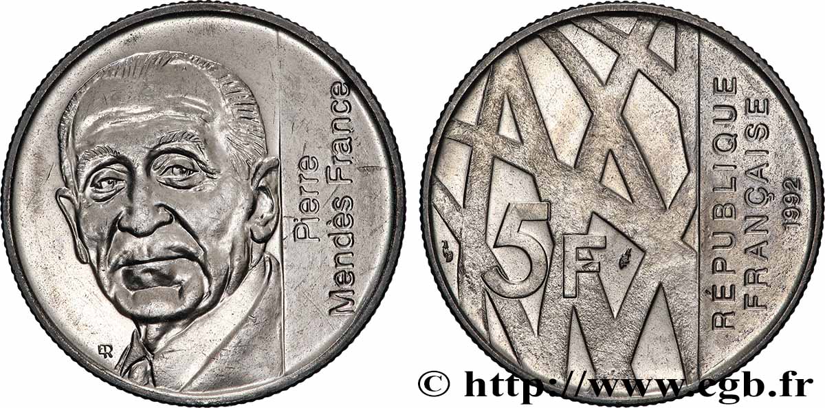 5 francs Mendès-France 1992  F.343/2 MS 