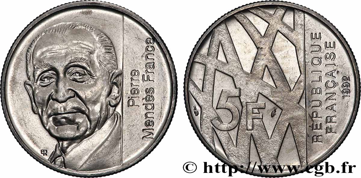 5 francs Mendès-France 1992  F.343/2 MS 
