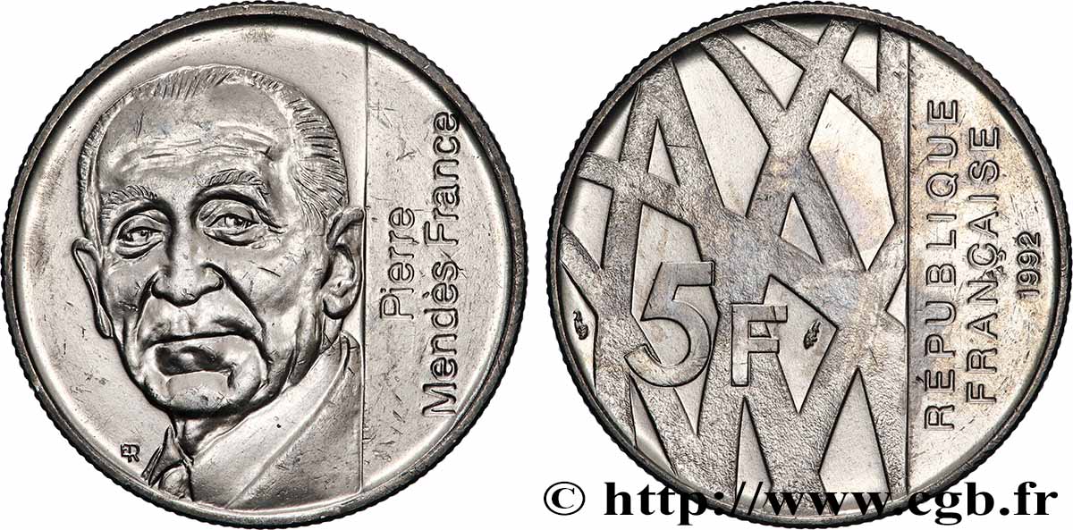 5 francs Mendès-France 1992  F.343/2 fST 