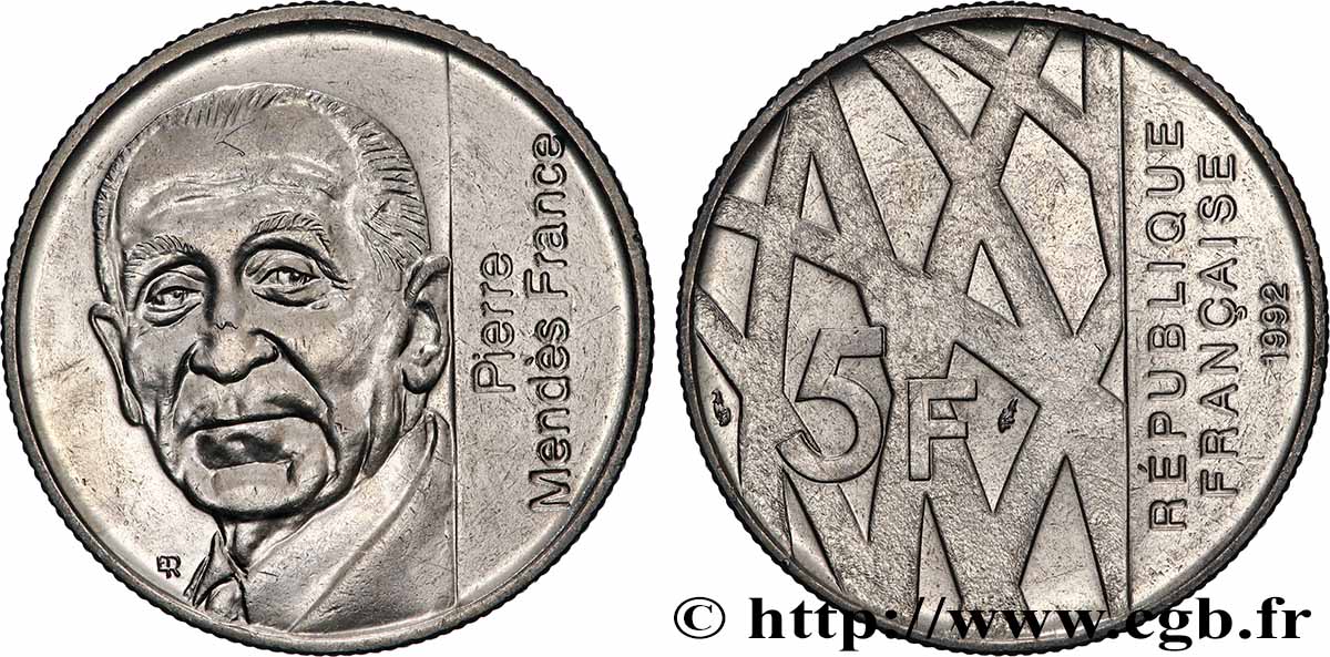 5 francs Mendès-France 1992  F.343/2 MS 