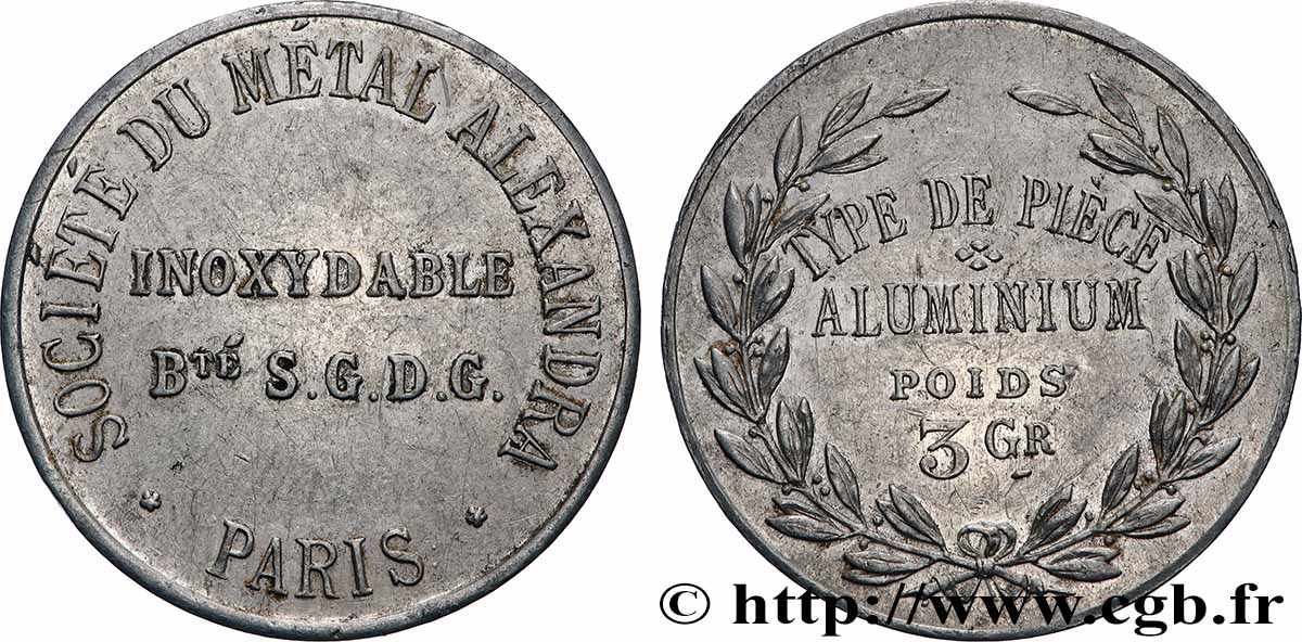Essai Société du métal Alexandra au module de 10 centimes n.d. Paris GEM.250 2 AU 
