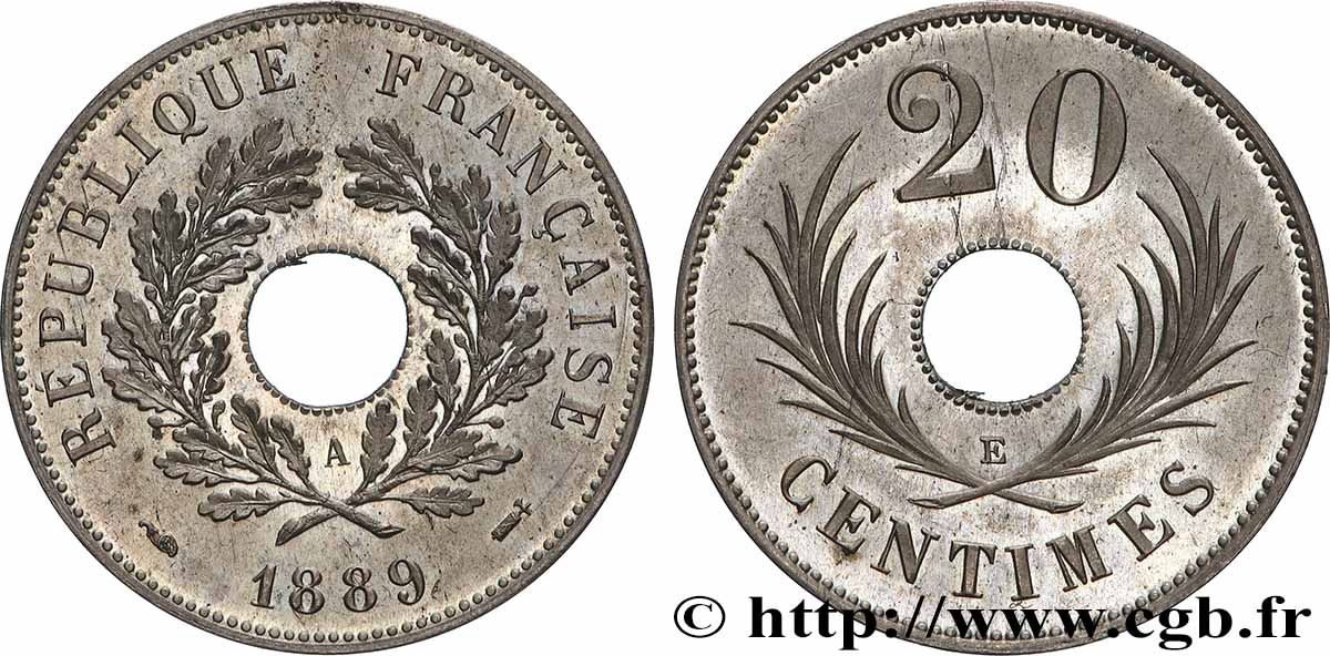 Essai de 20 centimes 1889 Paris GEM.50 23 var. VZ+ 