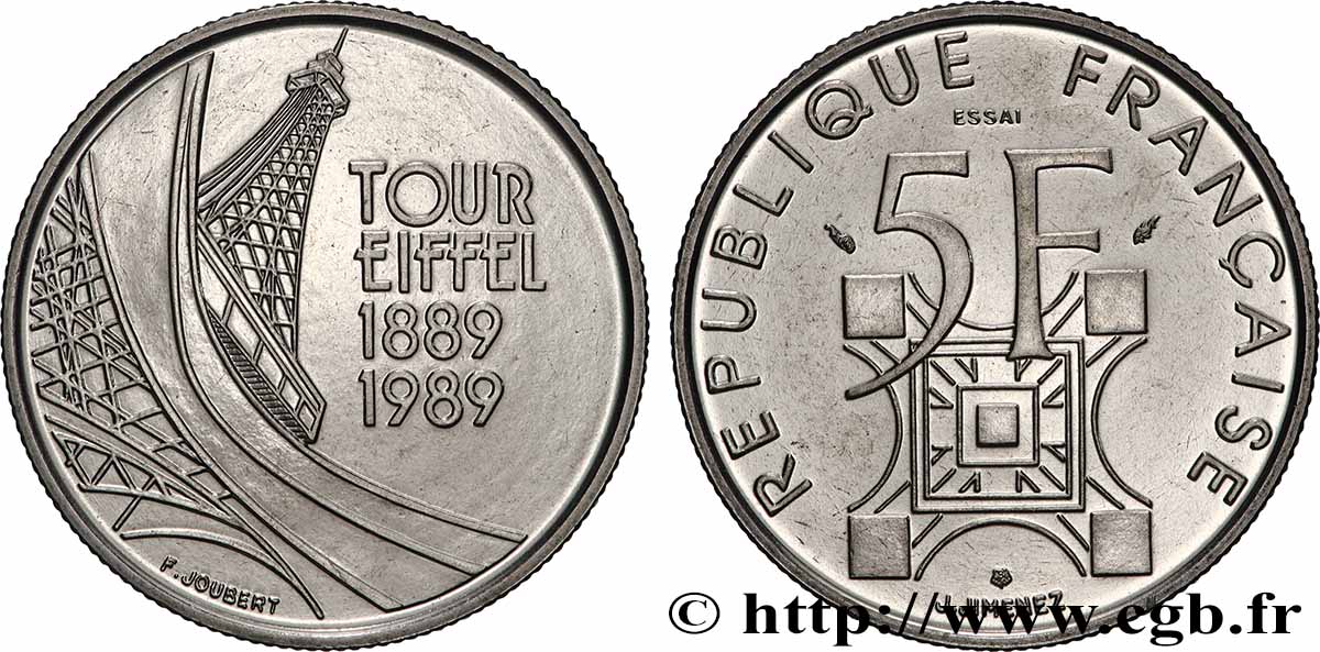 Essai de 5 francs Tour Eiffel 1989 Pessac F.342/1 SC64 