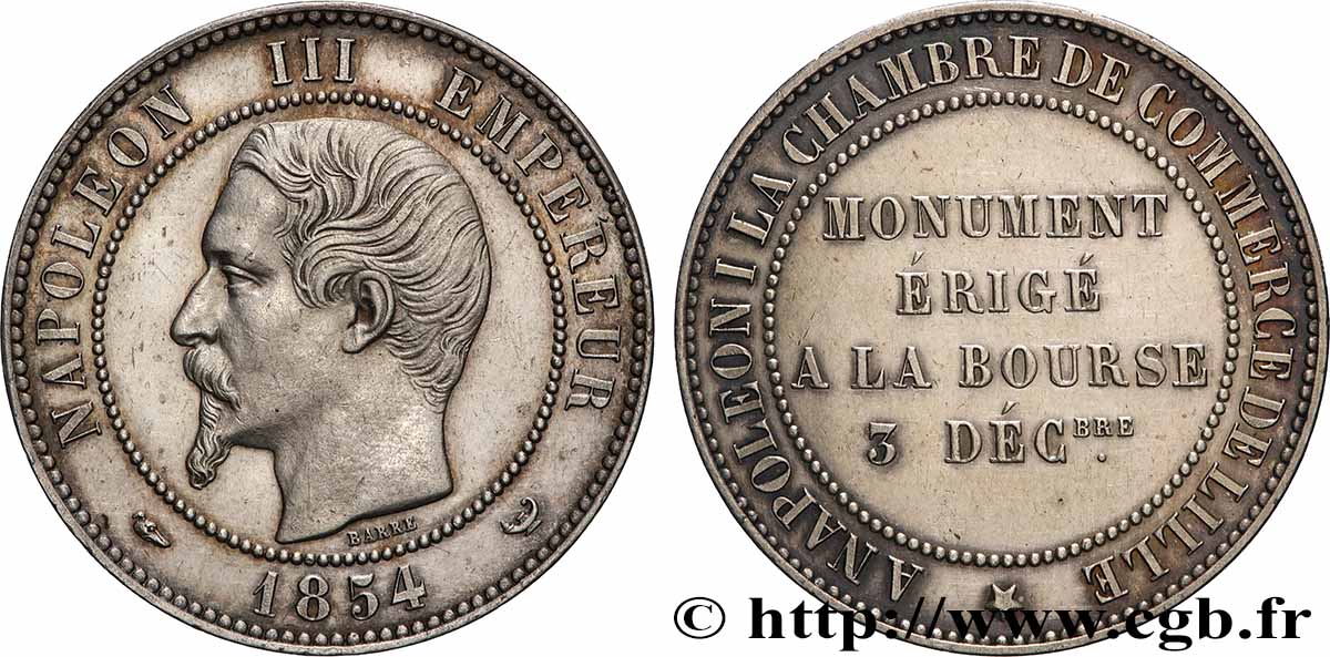 Module 10 centimes, Monument érigé à la Bourse le 3 décembre 1854 1854  VG.3404  MS 