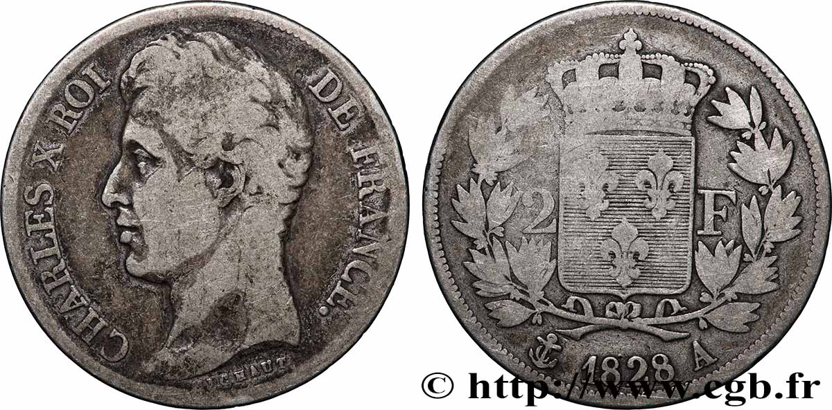 2 francs Charles X 1828 Paris F.258/36 TB 