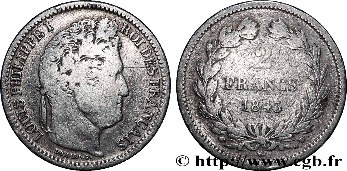 2 francs Louis-Philippe 1843 Lille F.260/96 B+ 