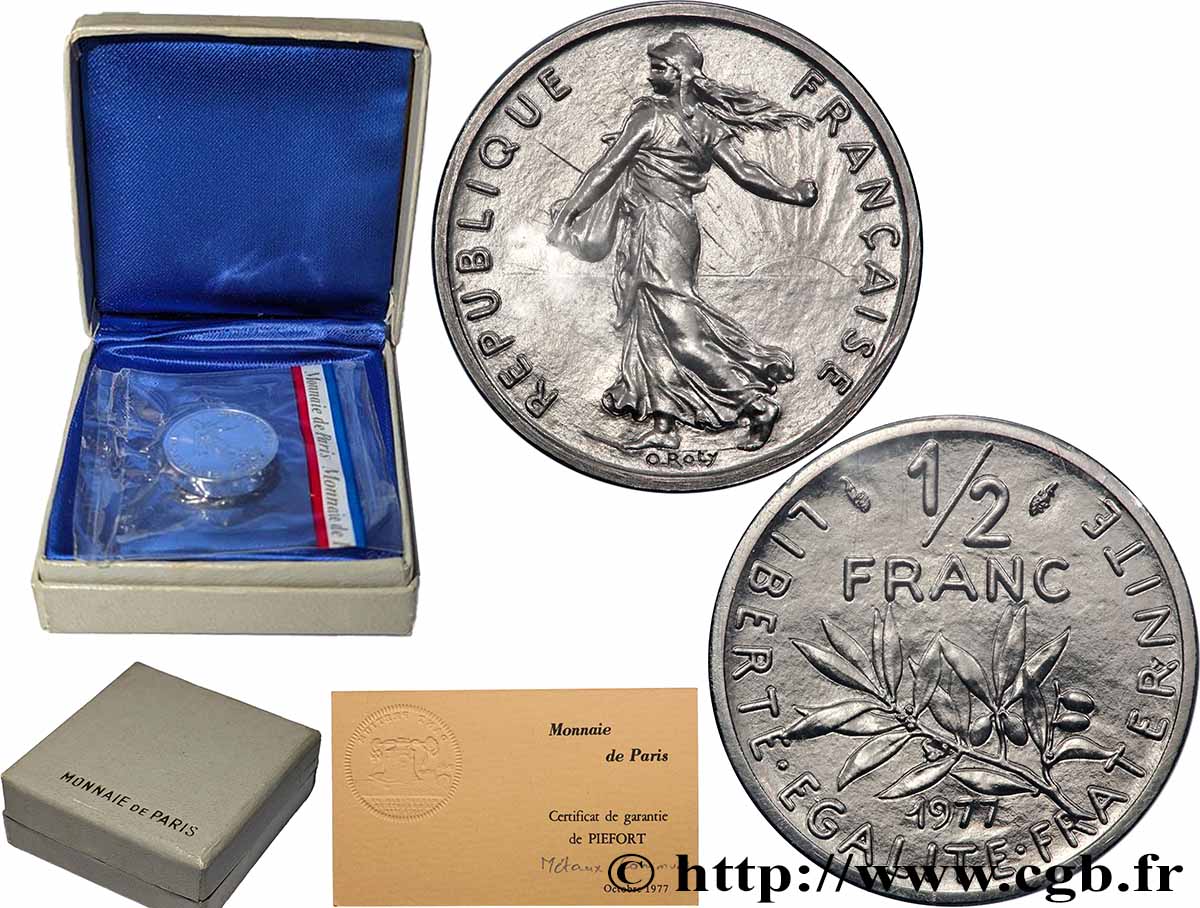 Piéfort Nickel de 1/2 franc Semeuse 1977 Pessac GEM.91 P1 FDC 