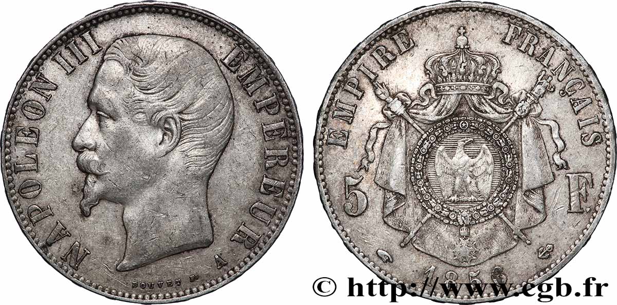 5 francs Napoléon III, tête nue 1856 Paris F.330/6 VF 