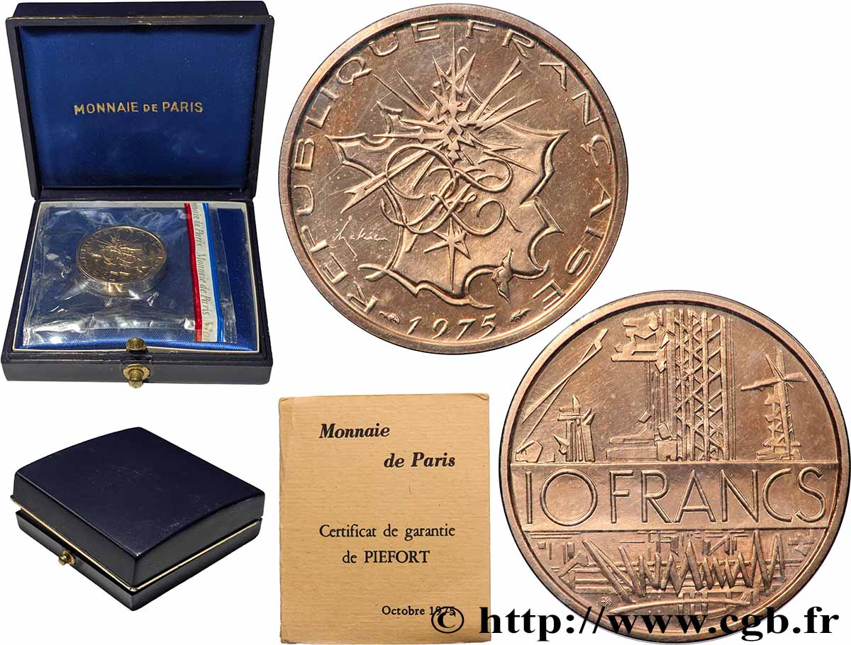 Piéfort Cu-Ni-Al de 10 francs Mathieu 1975 Pessac GEM.186 P1 ST 