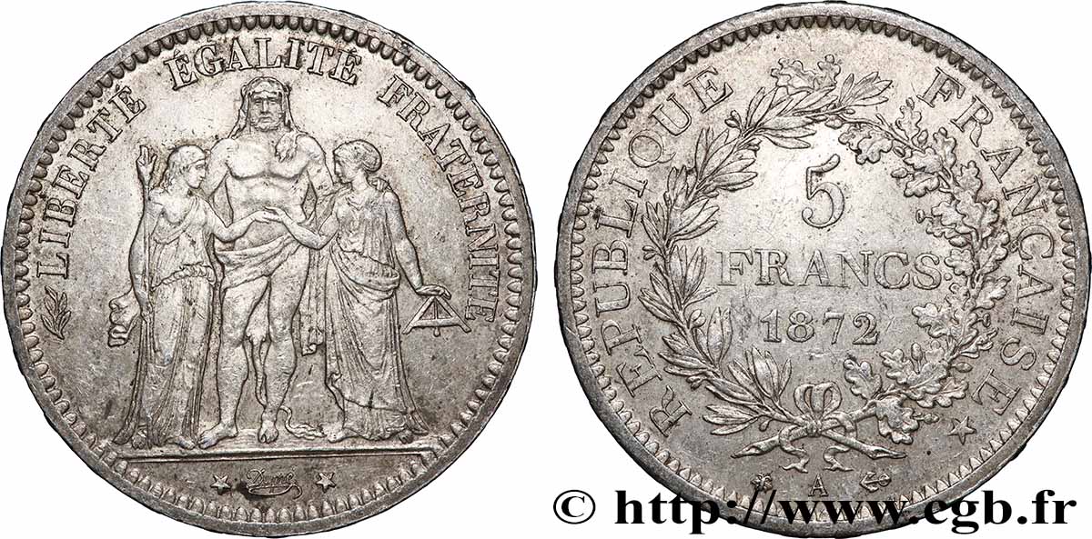 5 francs Hercule 1872 Paris F.334/6 XF 