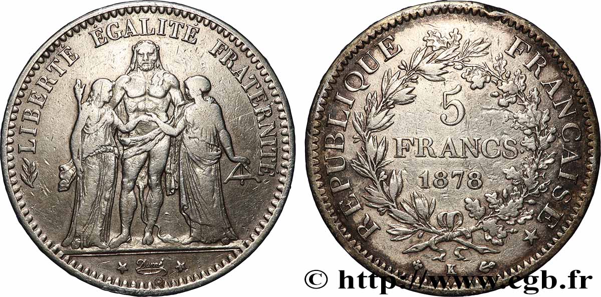 5 francs Hercule 1878 Bordeaux F.334/23 VF 