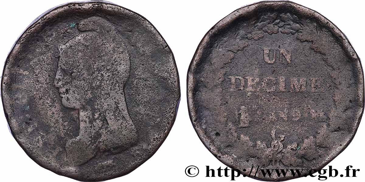 Un décime Dupré, grand module 1801 Genève F.129/75 B 