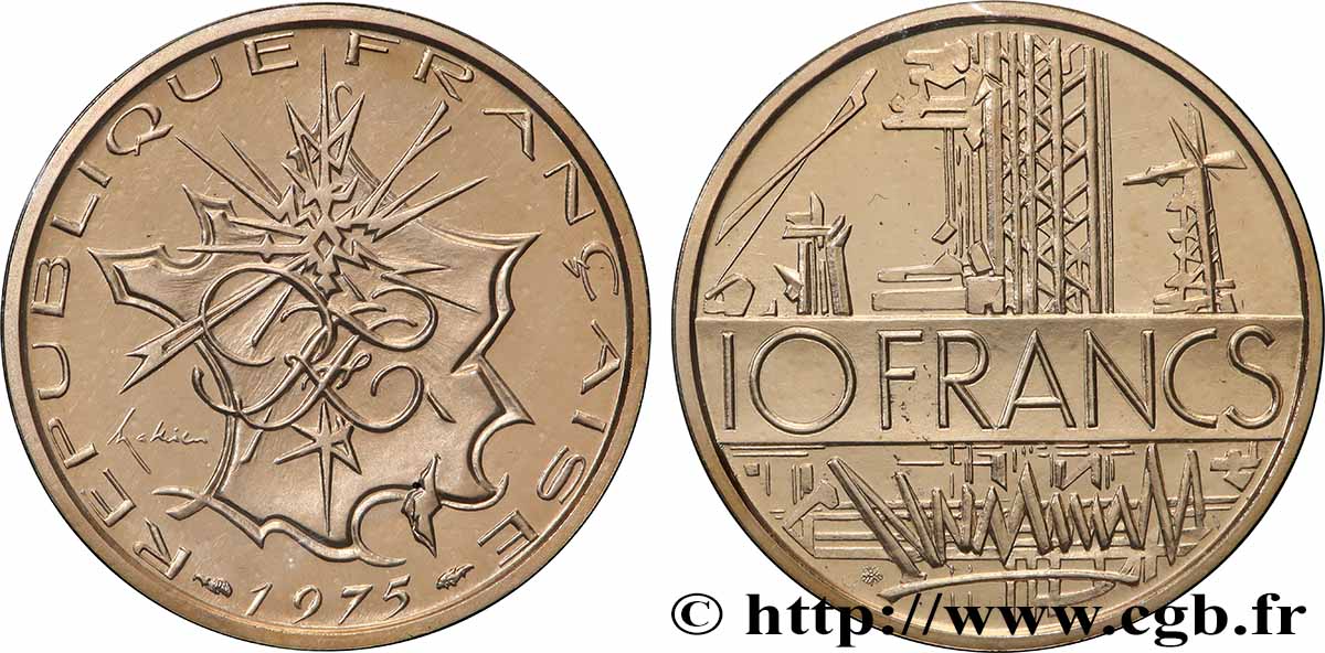 Piéfort Cu-Ni-Al de 10 francs Mathieu 1975 Pessac GEM.186 P1 MS 