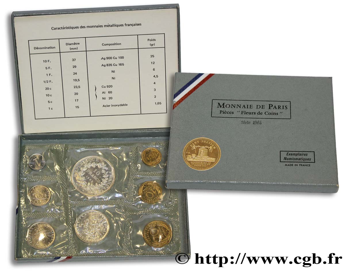 Boîte Fleur de Coins 1968 Paris F.5000/9 MS70 