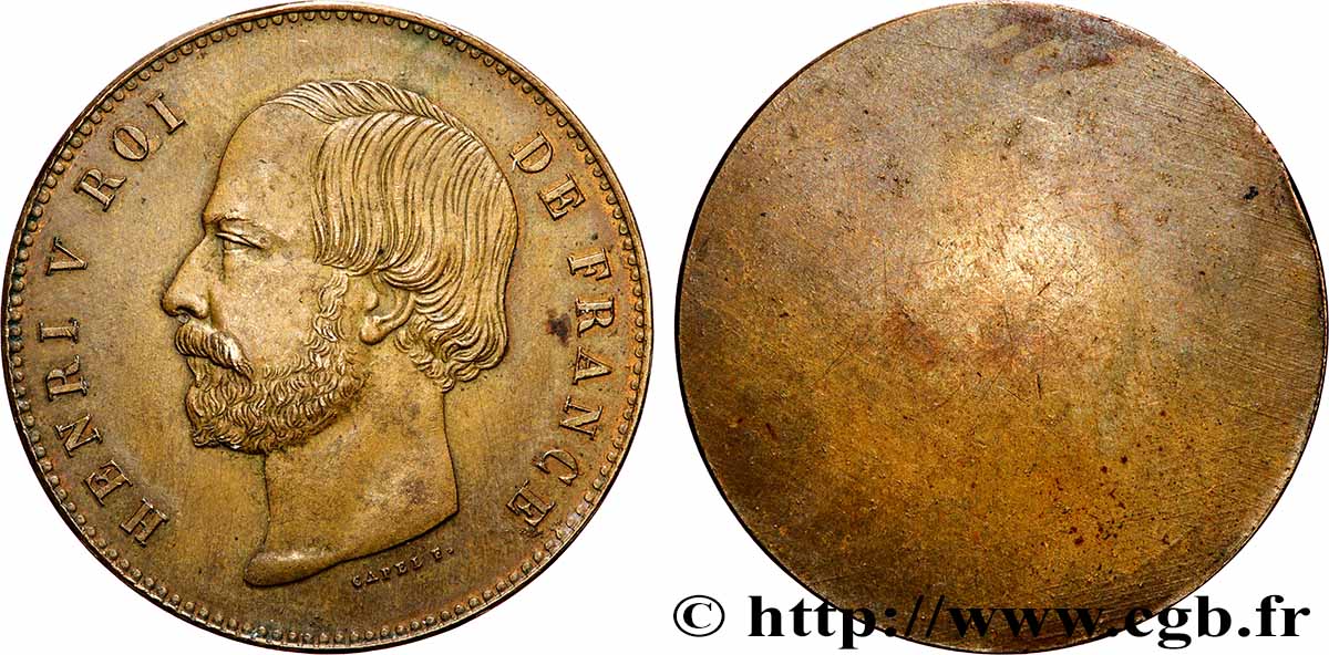 Épreuve uniface avers en cuivre de 5 francs n.d.  Maz.926 b var. VZ 