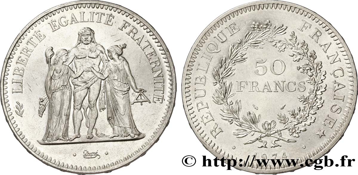 50 francs Hercule, avers de la 20 francs 1974  F.426/1 VZ58 