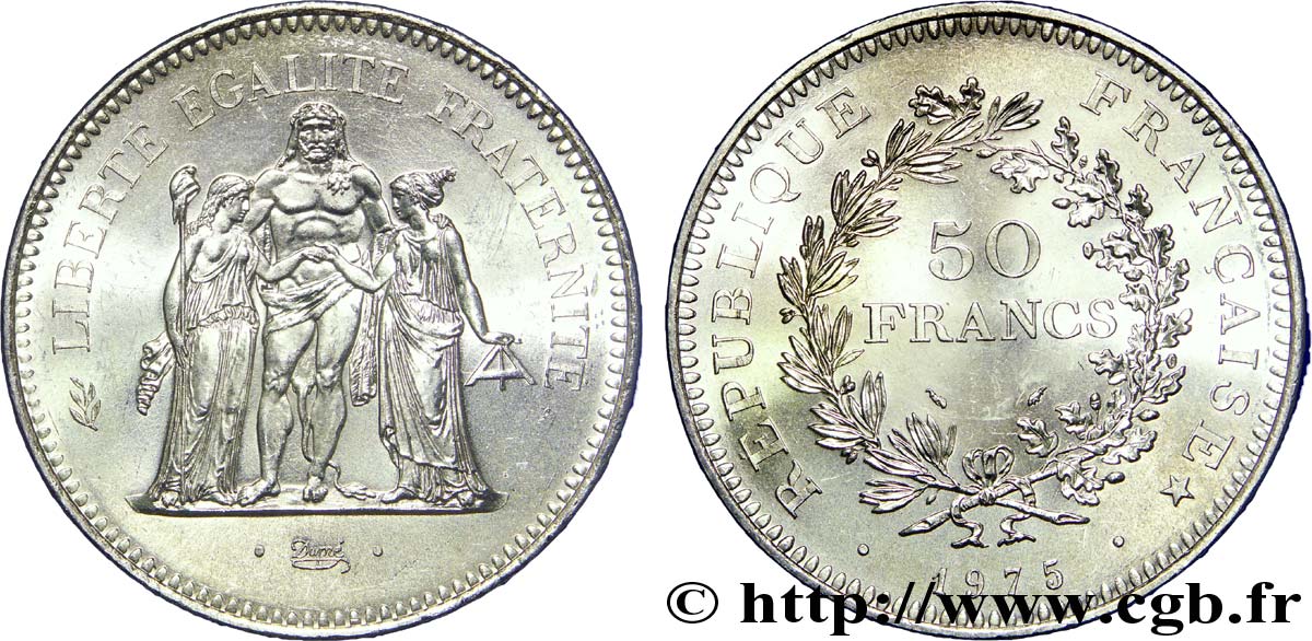 Valeur Piece 50 Francs Argent Hercule 1975