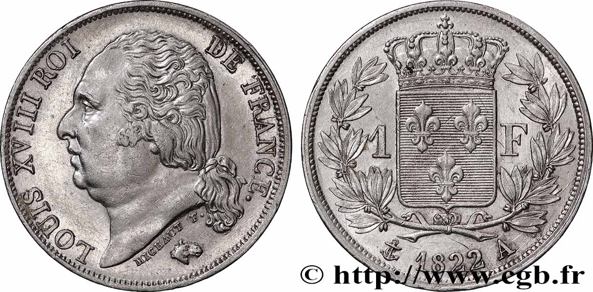 1 franc Louis XVIII 1822 Paris F.206/40 TTB+ 