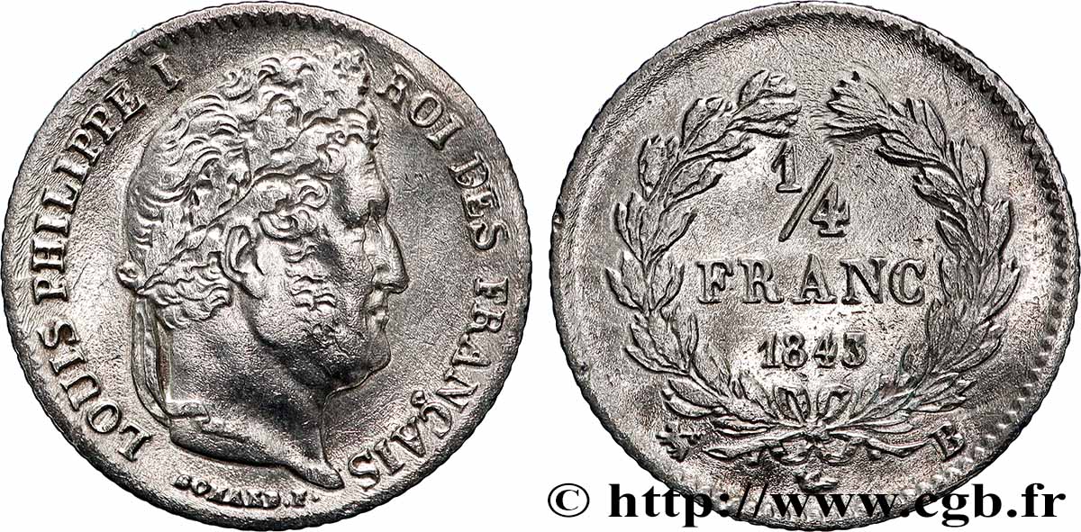 1/4 franc Louis-Philippe 1843 Rouen F.166/94 SPL63 