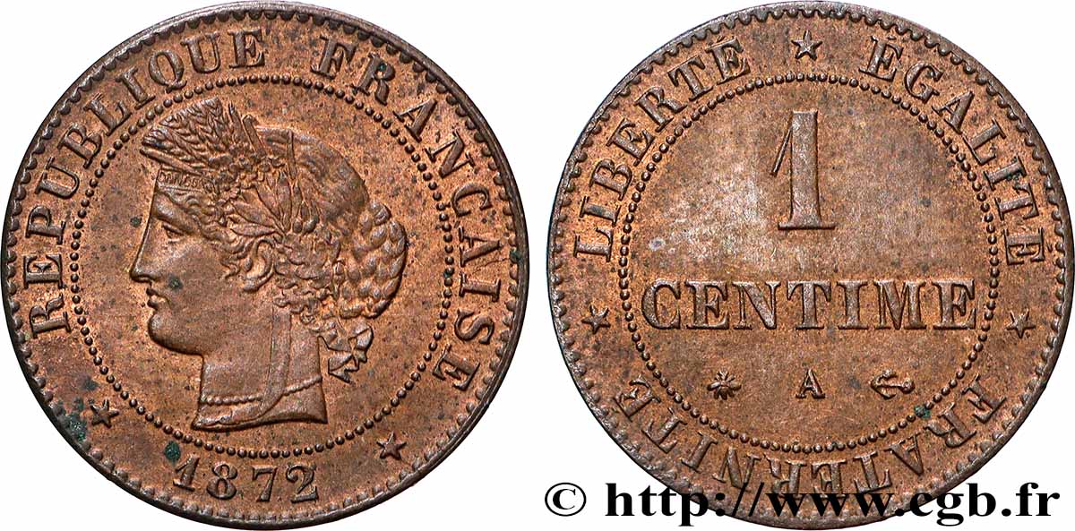 1 centime Cérès 1872 Paris F.104/1 VZ+ 