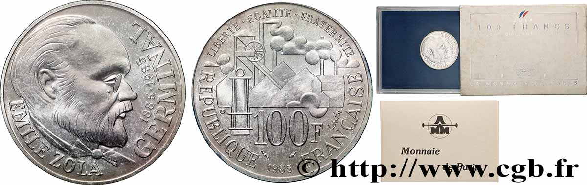 Brillant Universel 100 francs Émile Zola 1985 Paris F5.1601 3 MS 