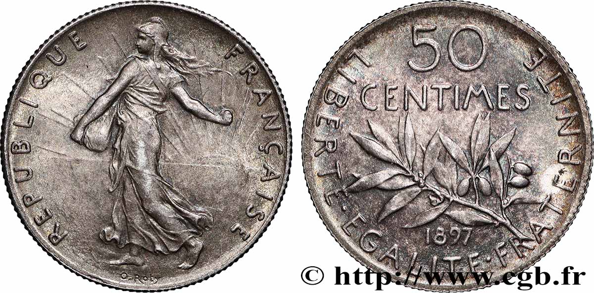 50 centimes Semeuse 1897 Paris F.190/1 EBC 