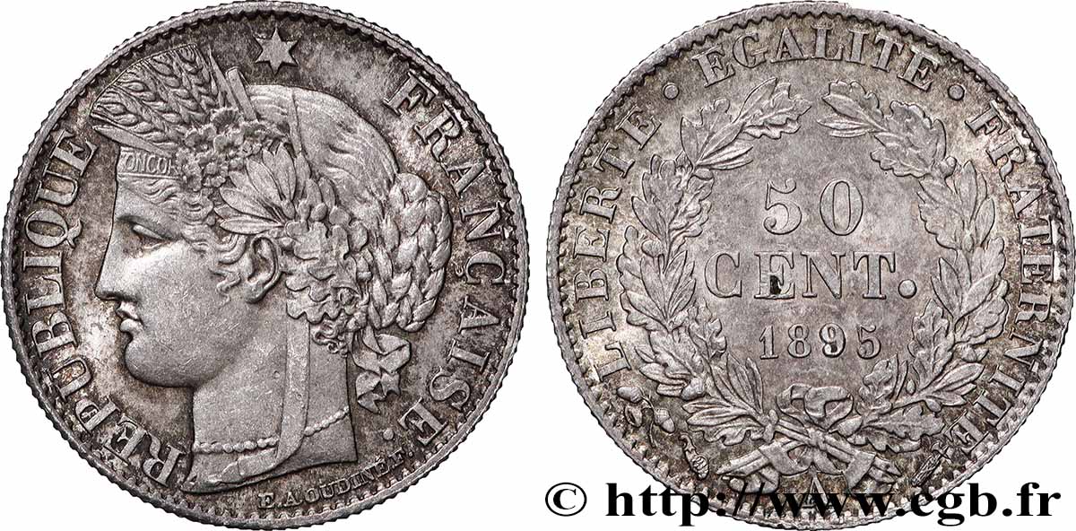 50 centimes Cérès, IIIe République 1895 Paris F.189/16 EBC+ 