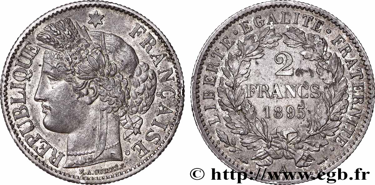 2 francs Cérès, avec légende 1895 Paris F.265/17 fVZ 