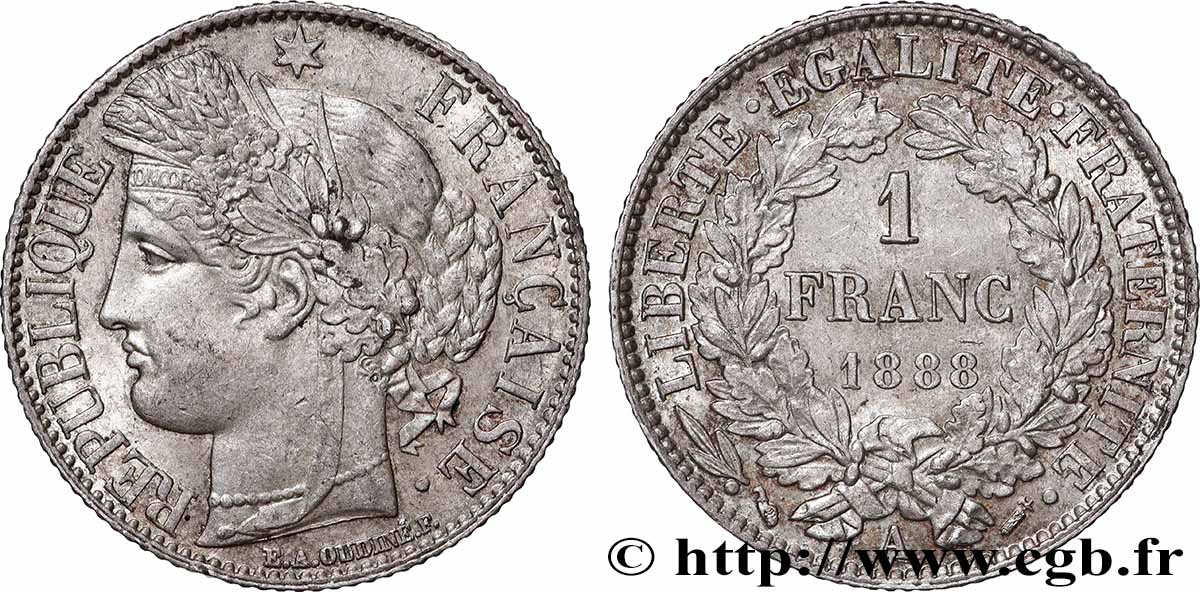 1 franc Cérès, IIIe République 1888 Paris F.216/10 SUP 
