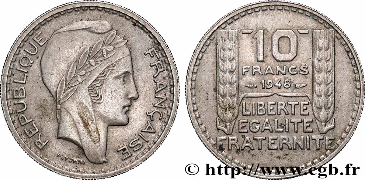 10 francs Turin, petite tête 1948  F.362/3 SPL 