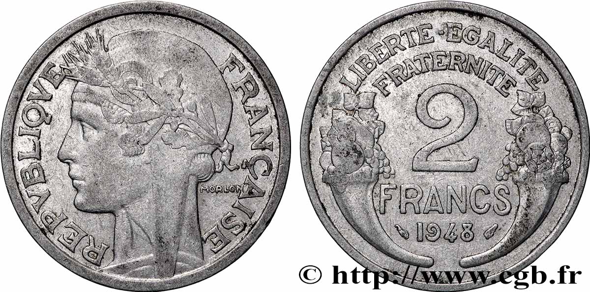 2 francs Morlon, aluminium 1948  F.269/12 XF 