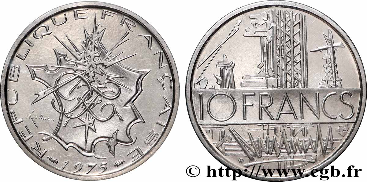 Piéfort argent de 10 francs Mathieu 1975 Pessac GEM.186 P2 ST 