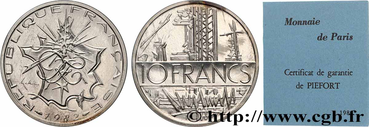 Piéfort argent de 10 francs Mathieu 1982 Pessac GEM.186 P2 fST 