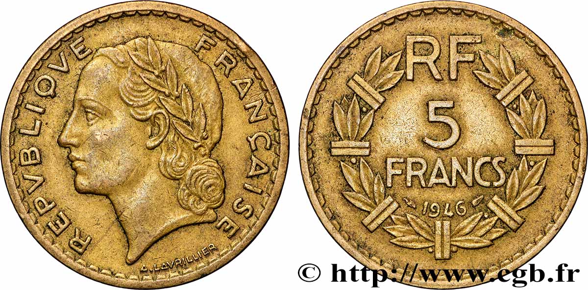 5 francs Lavrillier, bronze-aluminium 1946  F.337/7 AU 
