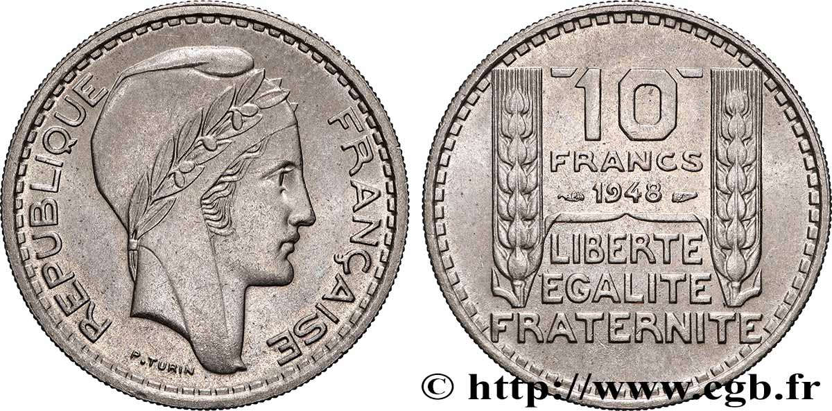 10 francs Turin, petite tête 1948  F.362/3 SPL 