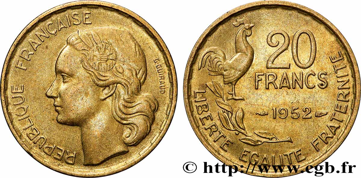 20 francs G. Guiraud 1952  F.402/9 MS 