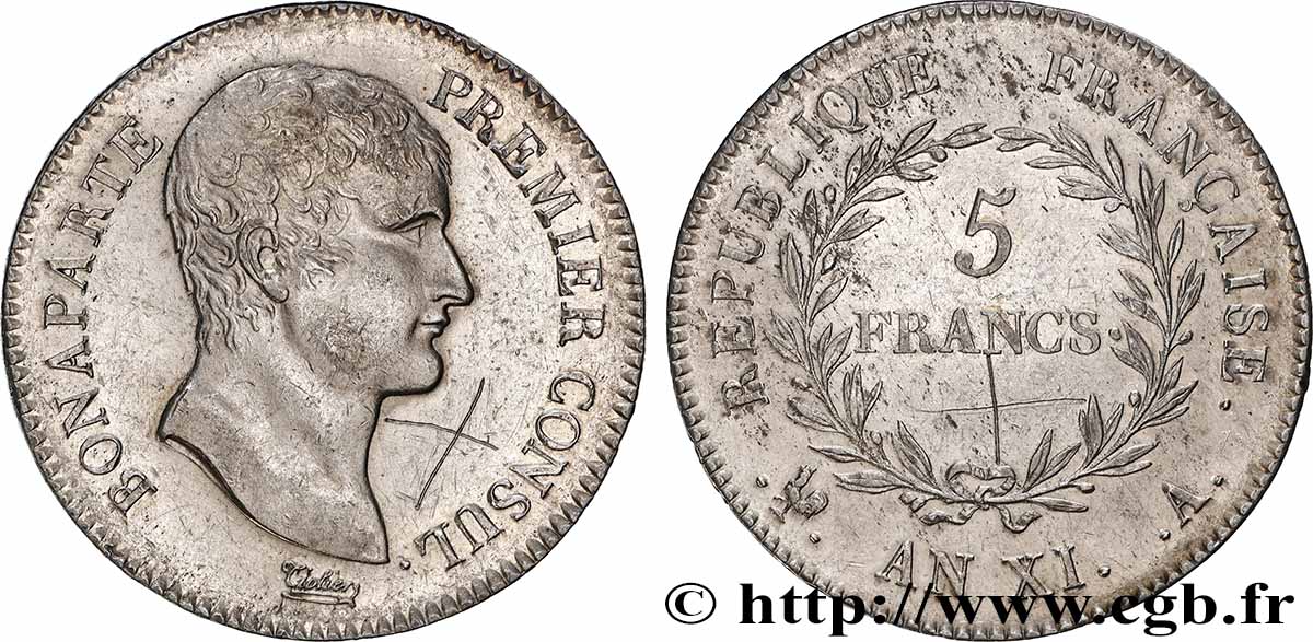 5 francs Bonaparte Premier Consul 1803 Paris F.301/1 TTB 