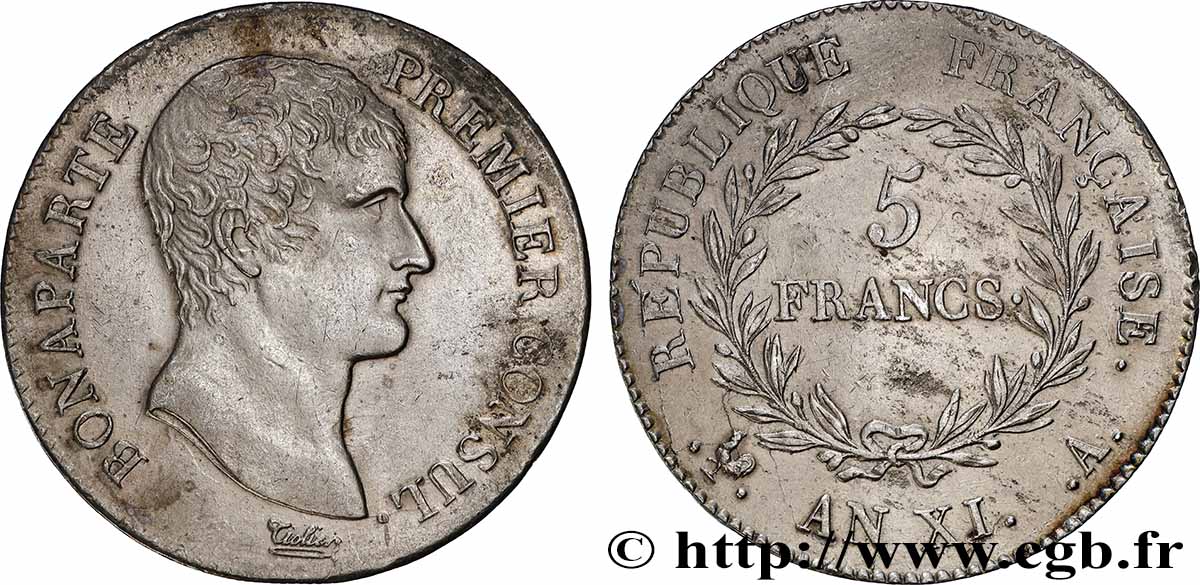 5 francs Bonaparte Premier Consul 1803 Paris F.301/1 TTB+ 