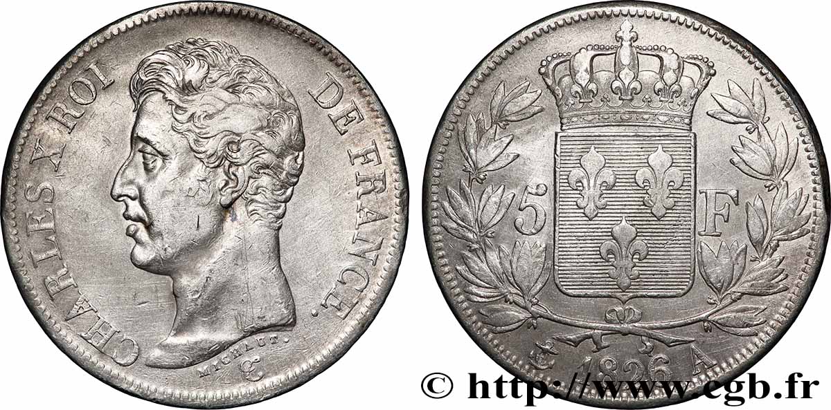 5 francs Charles X, 1er type 1826 Paris F.310/15 TB+ 