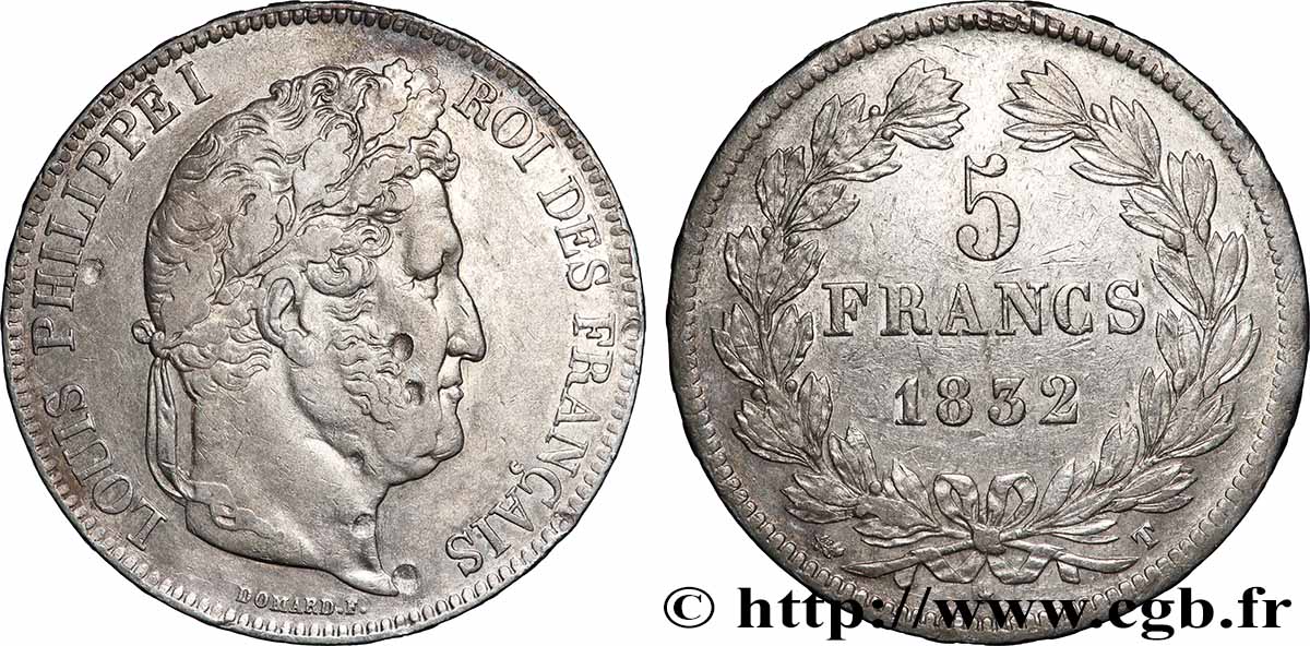 5 francs IIe type Domard 1832 Nantes F.324/12 SS 