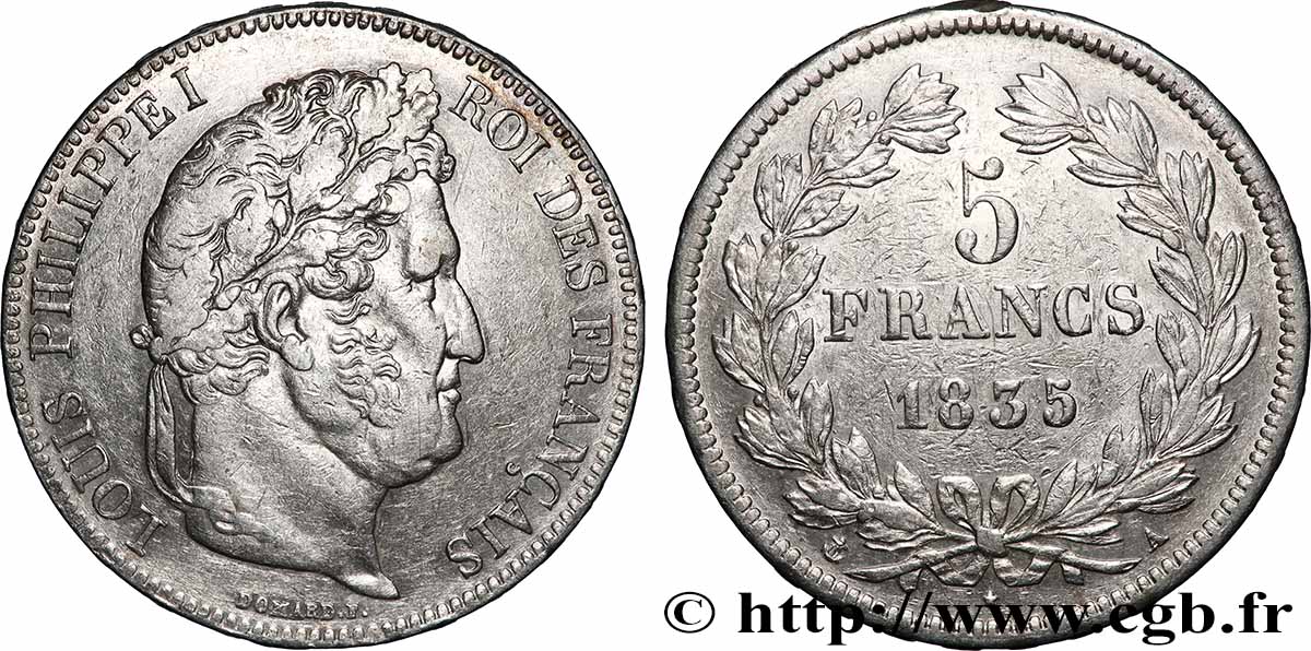 5 francs IIe type Domard 1835 Paris F.324/42 TTB 