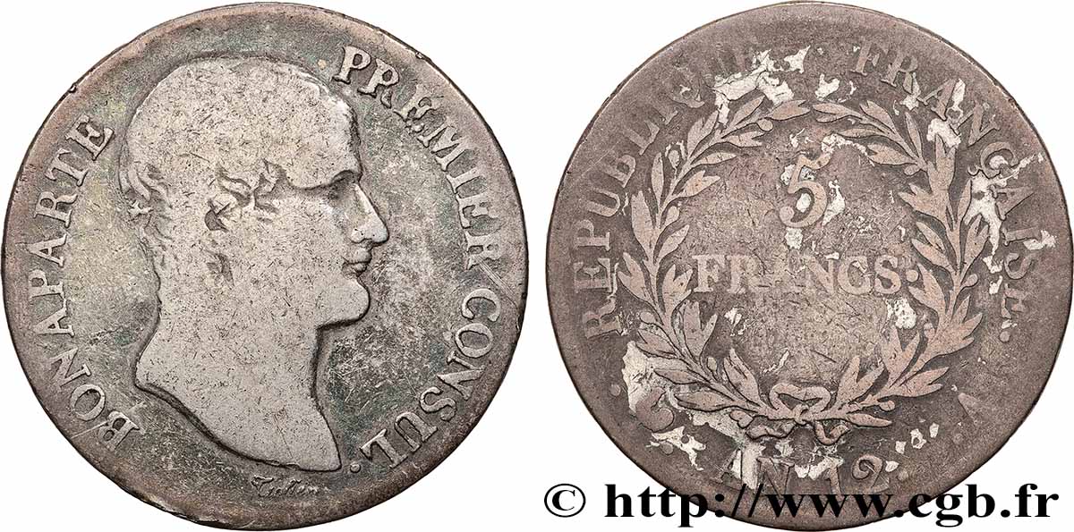 5 francs Bonaparte Premier Consul 1804 Paris F.301/9 q.MB 