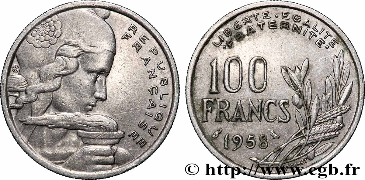100 francs Cochet, Chouette 1958  F.450/13 TTB+ 
