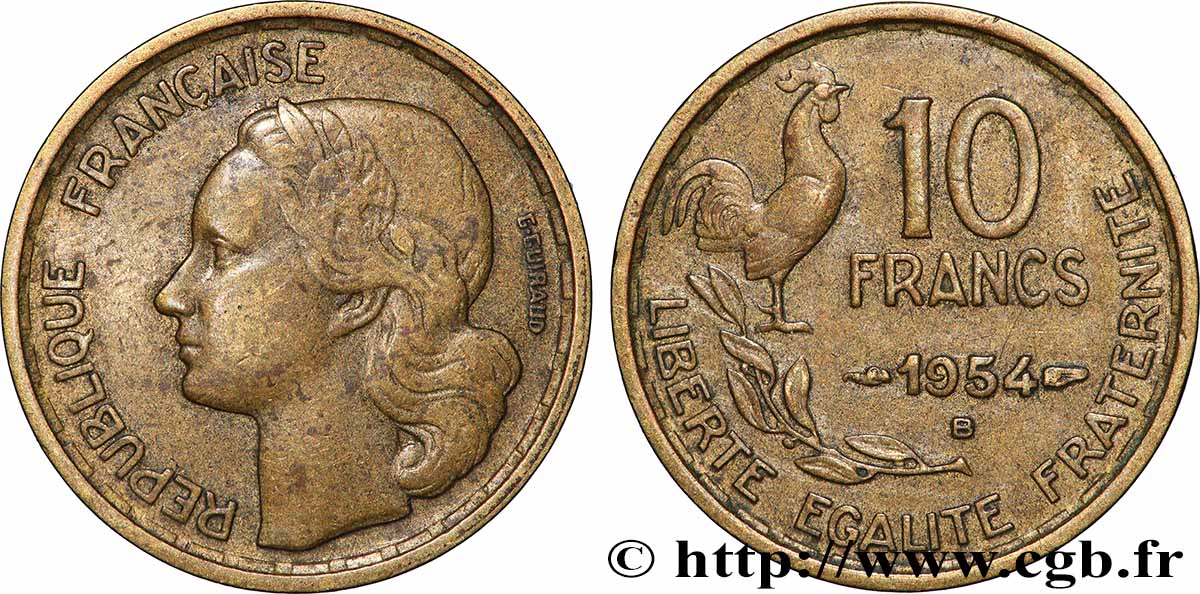 10 francs Guiraud 1954 Beaumont-Le-Roger F.363/11 TTB 