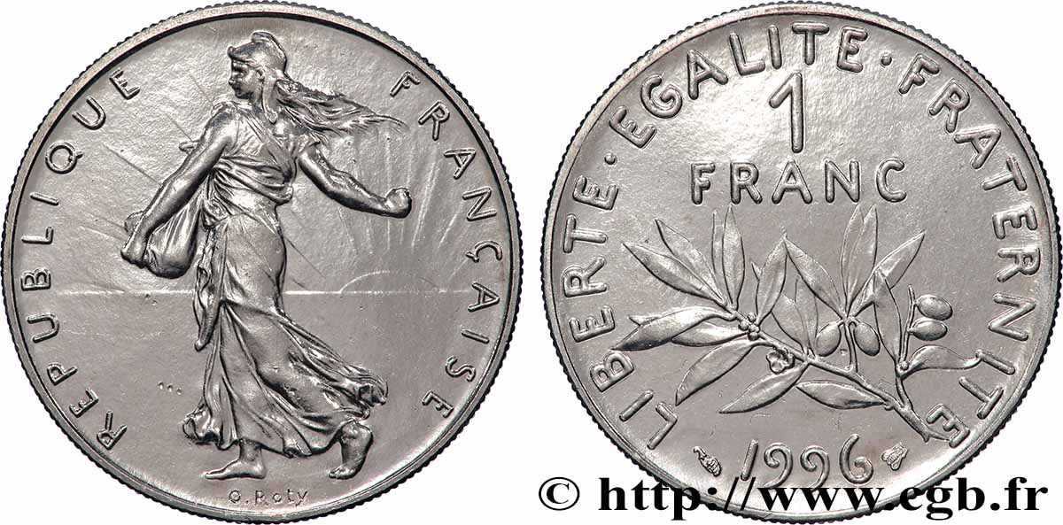 1 franc Semeuse, nickel, BU (Brillant Universel) 1996 Pessac F.226/44 FDC 