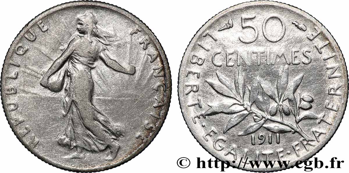 50 centimes Semeuse 1911 Paris F.190/18 TB 