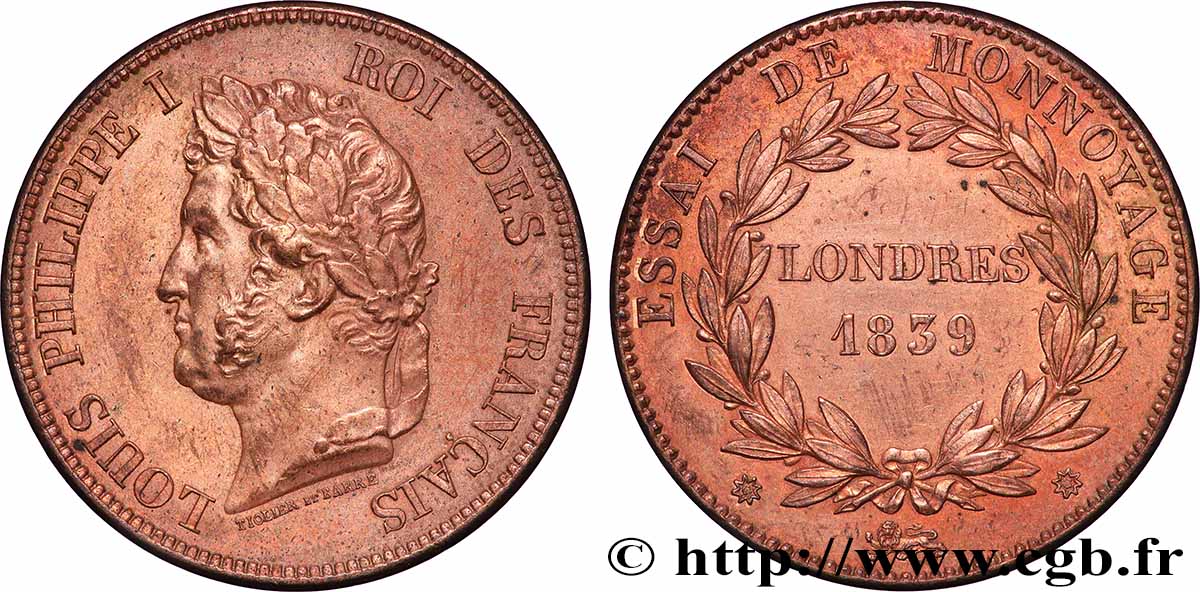Essai module de 1 décime 1839 Paris T.T.4512 a.1 SUP 